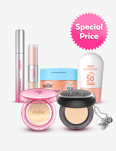 MILLE เซ็ตผิวสวยครบ พร้อมออกงาน PERFECT SET 6 PCS. [#01 LIGHT/01 LIGHT PEACH-COTTON]