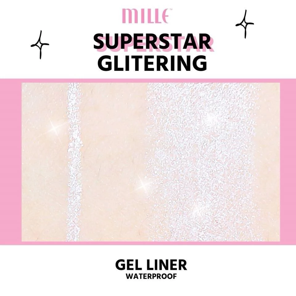 MILLE ไลเนอร์กลิตเตอร์สีขาว SUPERSTAR GLITTERING GEL LINER WATERPROOF 2 G.