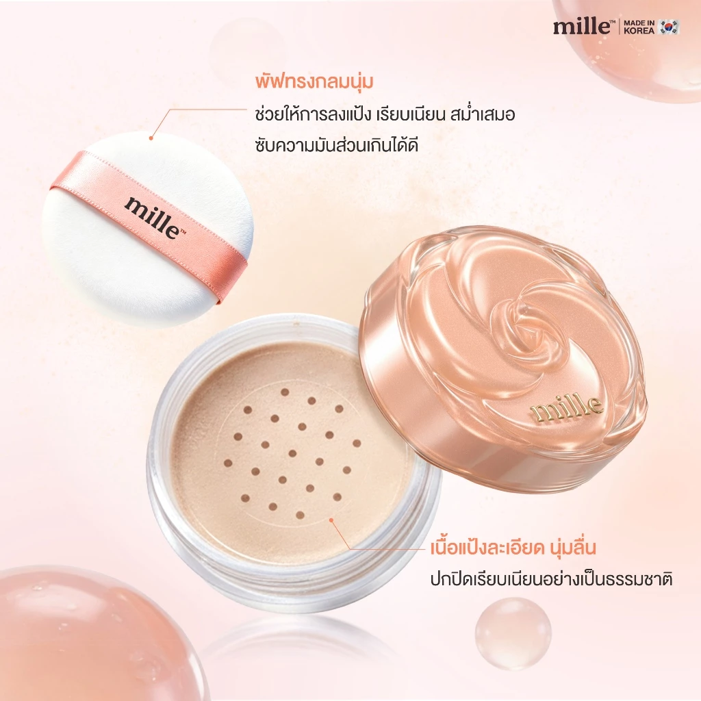 MILLE แป้งฝุ่นคุมมัน SOFT BLUR OIL CONTROL LOOSE POWDER 9.5 G.