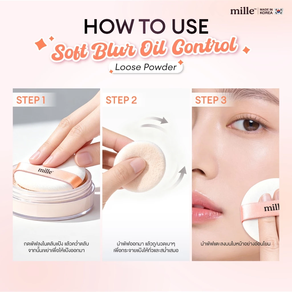 MILLE แป้งฝุ่นคุมมัน SOFT BLUR OIL CONTROL LOOSE POWDER 20 G.