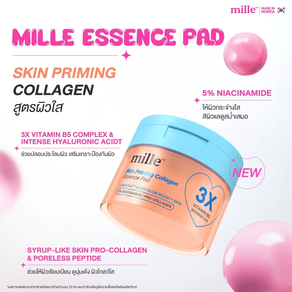 MILLE เอสเซนส์แพดลดสิว ACNE CLEAR INTENSIVE ESSENCE PAD 60 PADS