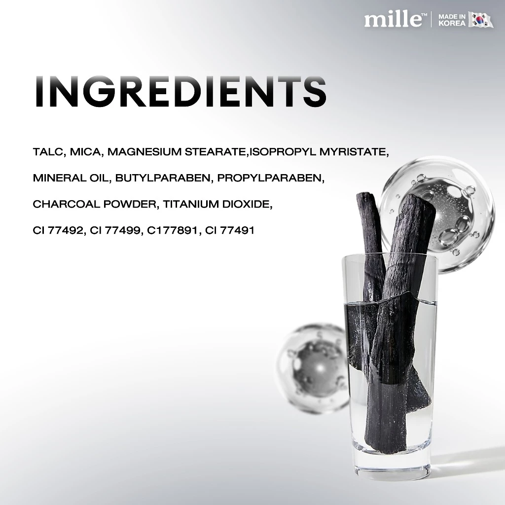 MILLE แป้งชาร์โคล CHARCOAL MATTE COVER PACT SPF 25 PA++